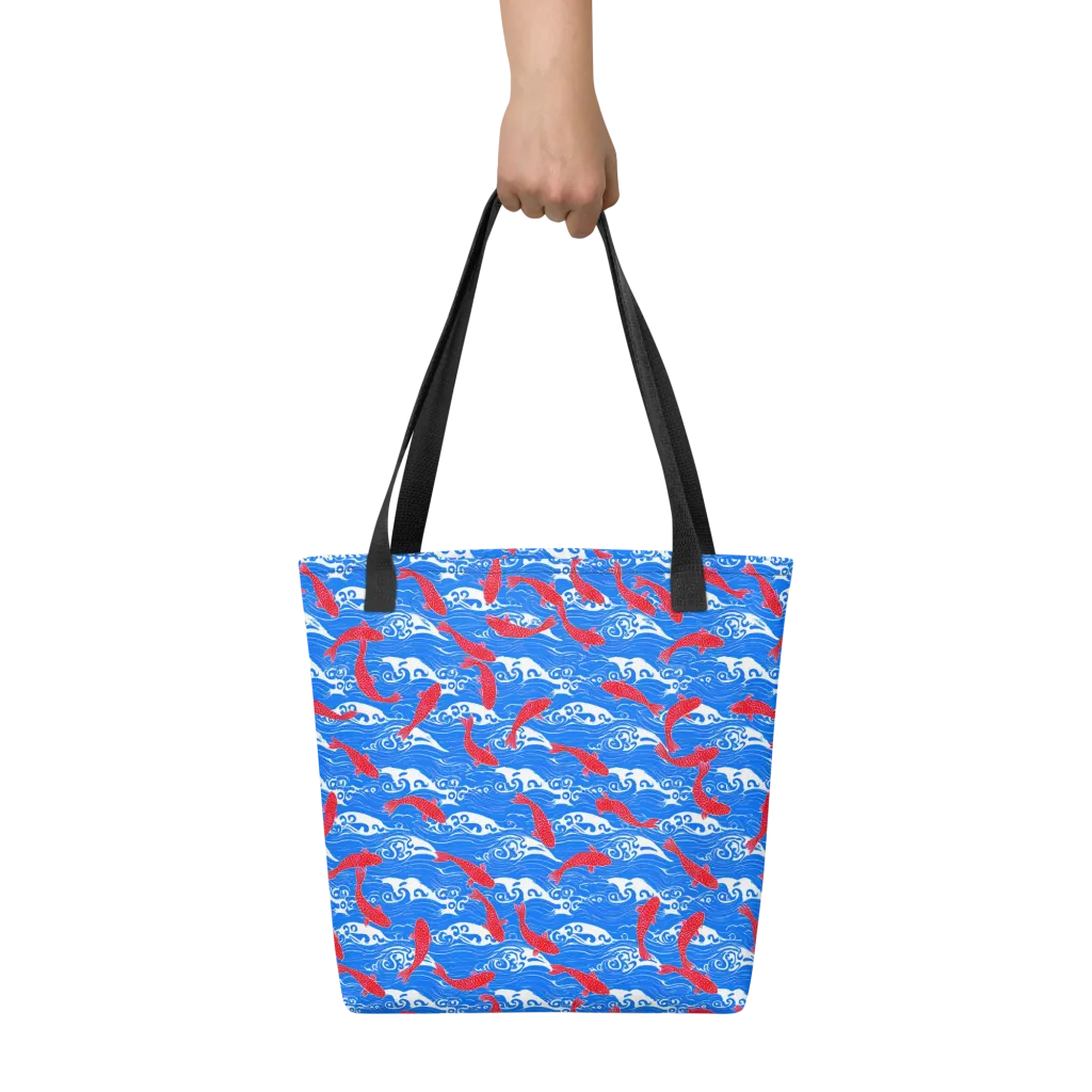 Crimson Koi Current on Tote Bag — Front
