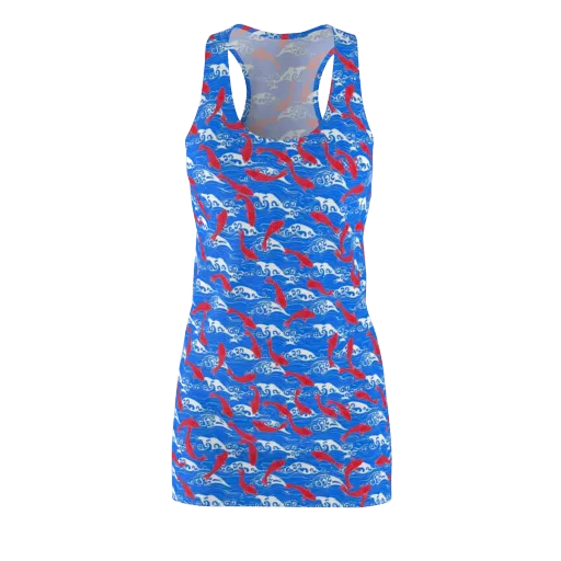 Crimson Koi Current on a Racerback Dress