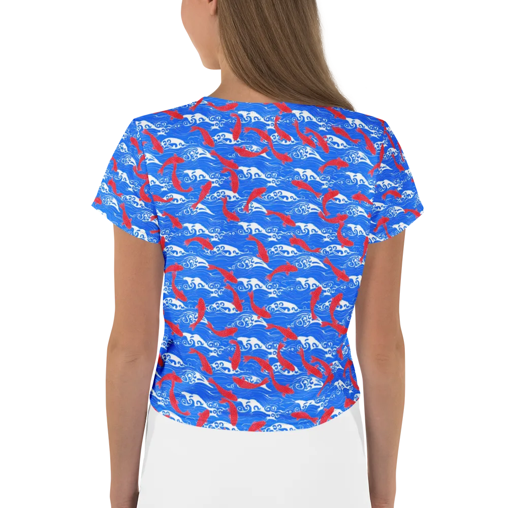 Crimson Koi Current on Crop Tee — Back