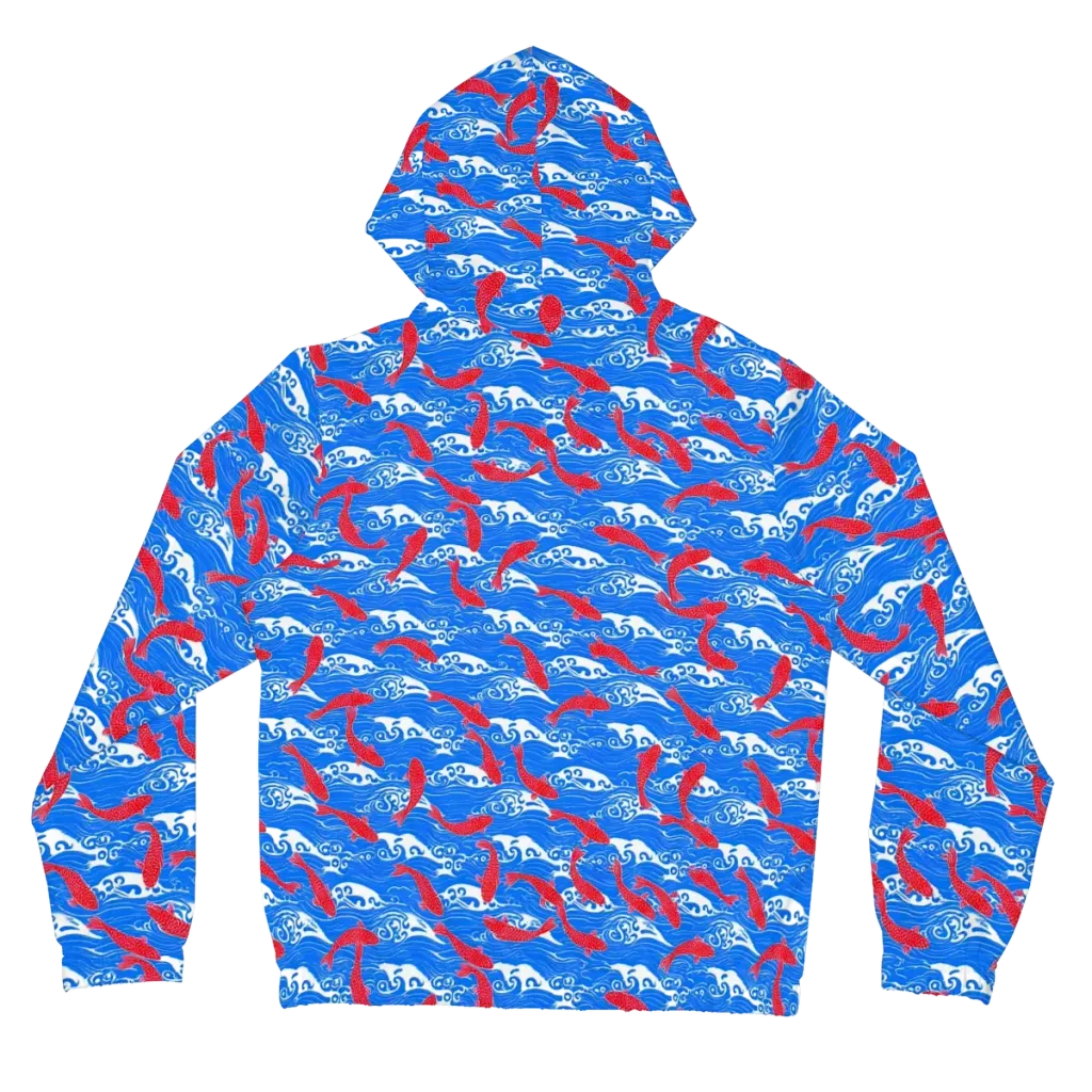 Crimson Koi Current on Women's Full-Zip Hoodie — Back