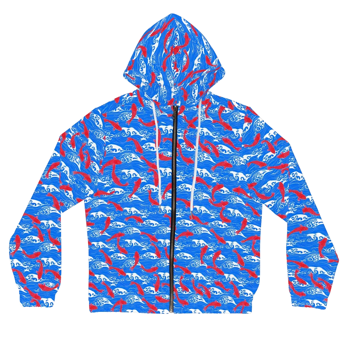 Crimson Koi Current on Women's Full-Zip Hoodie — Front