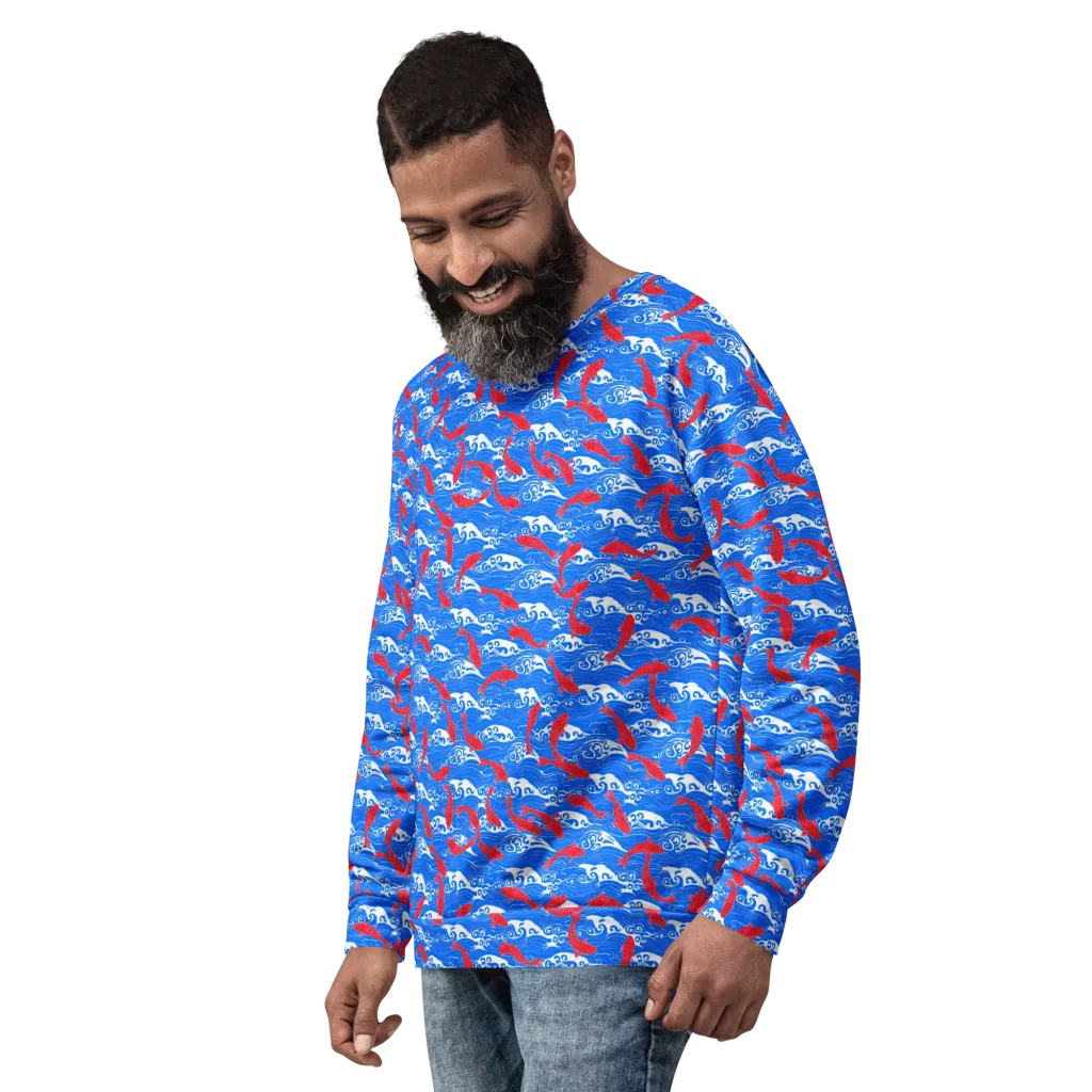 Crimson Koi Current on Sweatshirt — Left Front