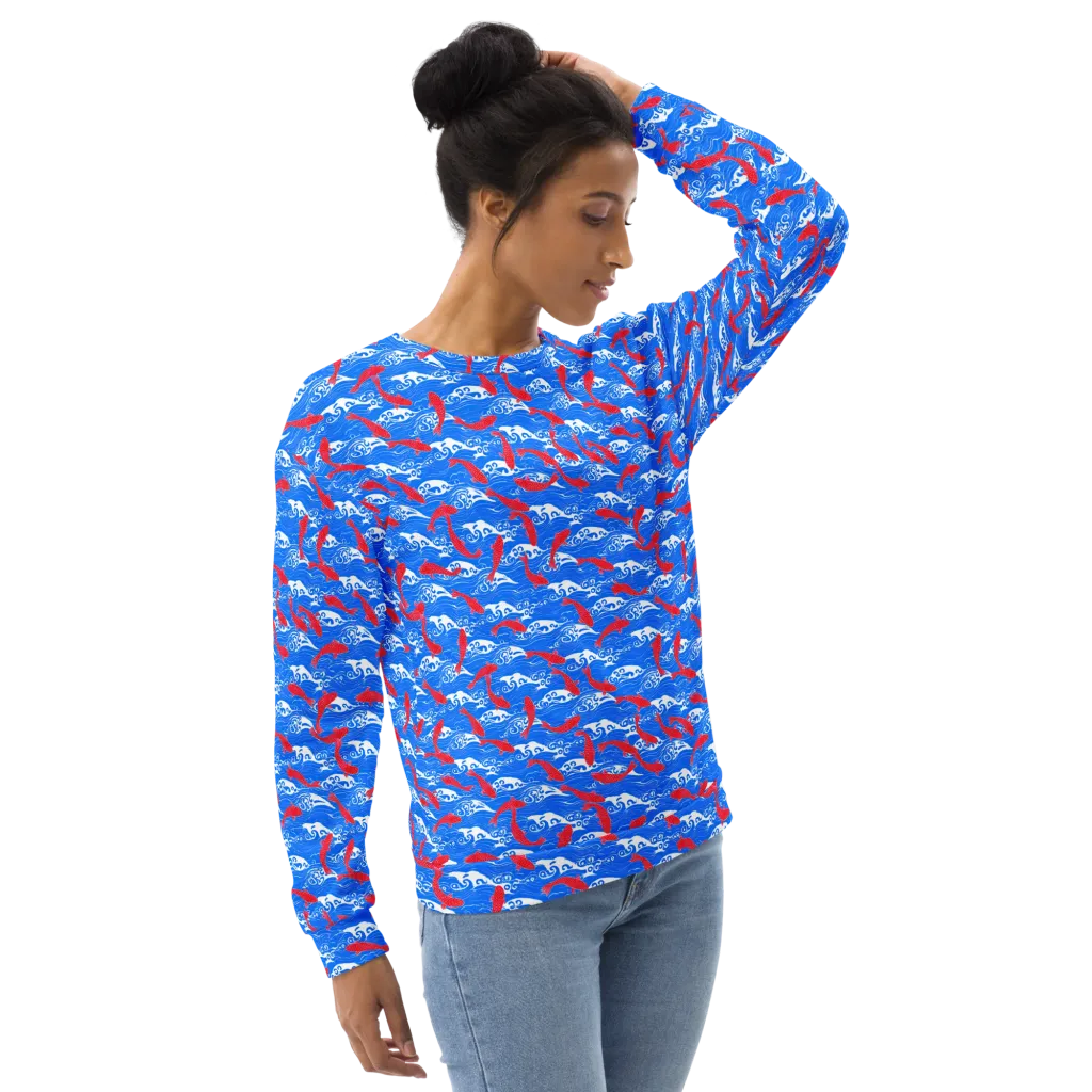 Crimson Koi Current on Sweatshirt — Right Front