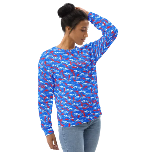 Crimson Koi Current on a Sweatshirt