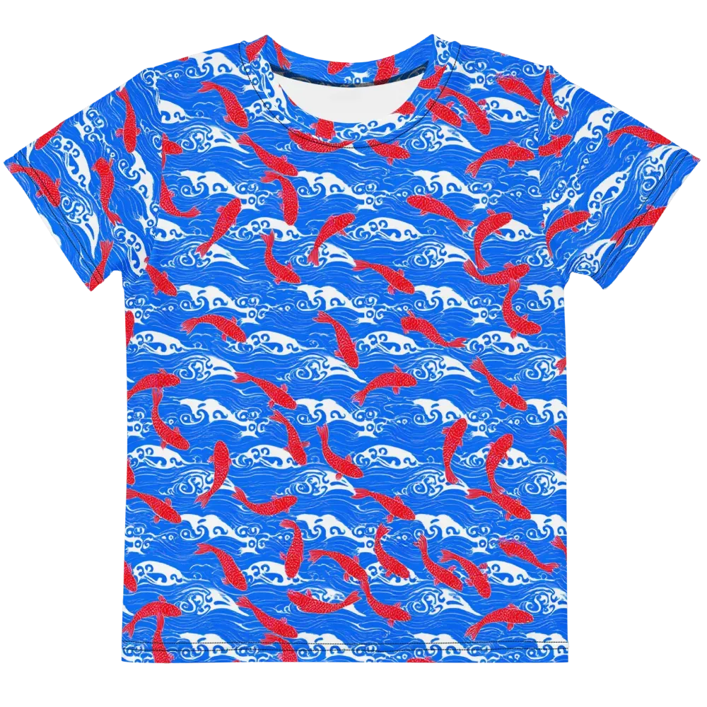 Crimson Koi Current on Kids Crew Neck T-Shirt — Front