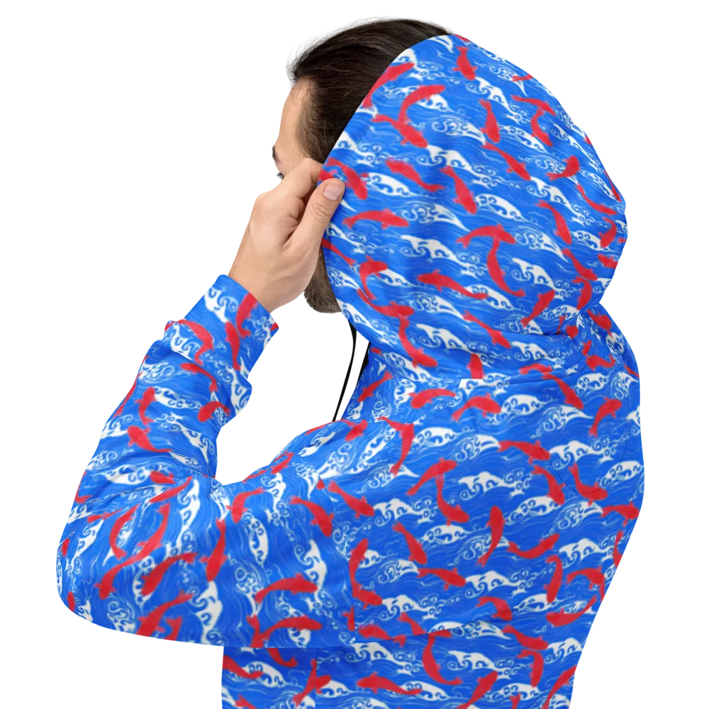 Crimson Koi Current on Hoodie — Back