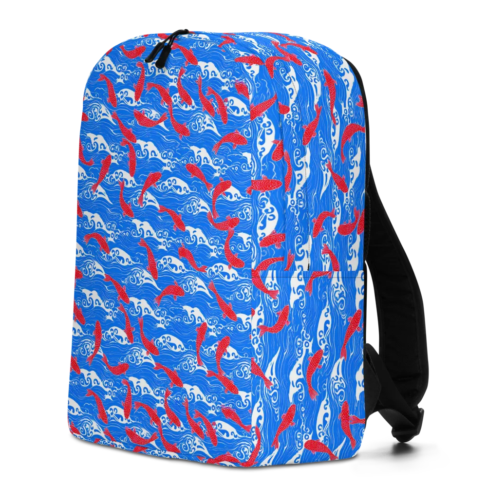 Crimson Koi Current on Minimalist Backpack — Left