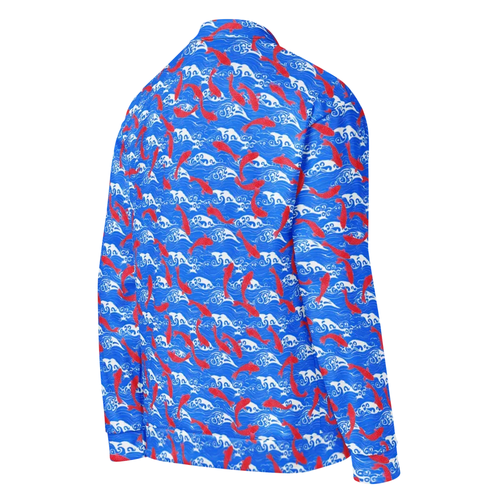 Crimson Koi Current on Bomber Jacket — Right Back