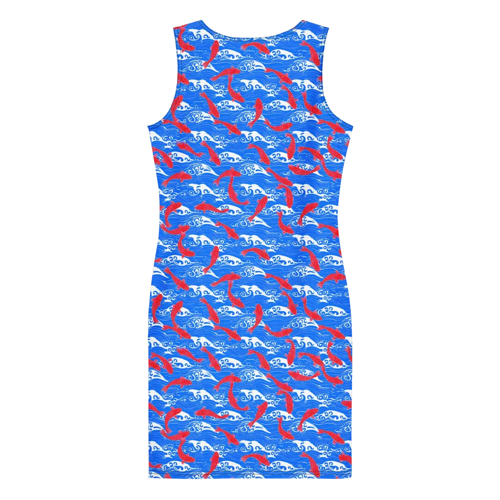 Crimson Koi Current on Bodycon Dress — Back