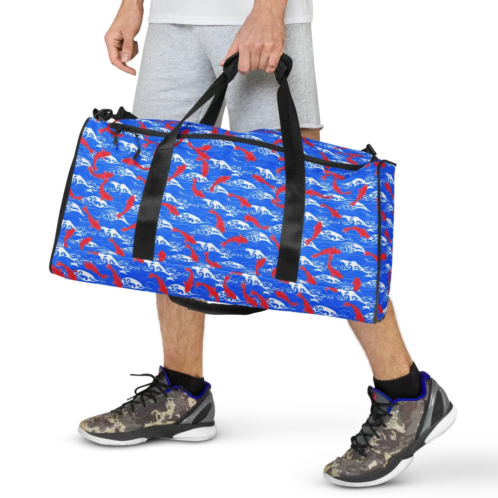 Crimson Koi Current on Duffle Bag — Front
