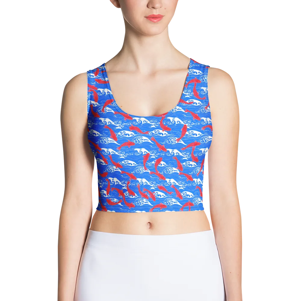 Crimson Koi Current on Crop Top — Front