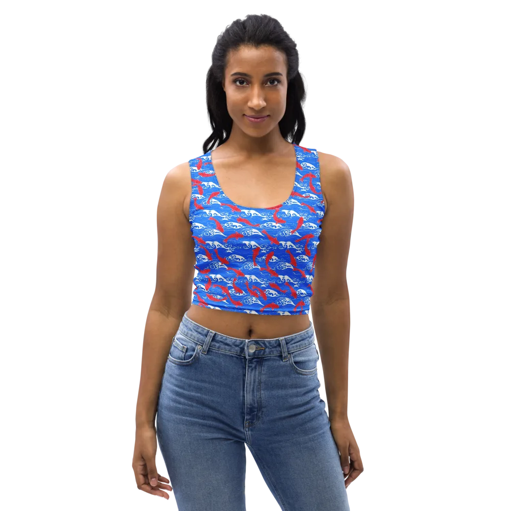 Crimson Koi Current on Crop Top — Front