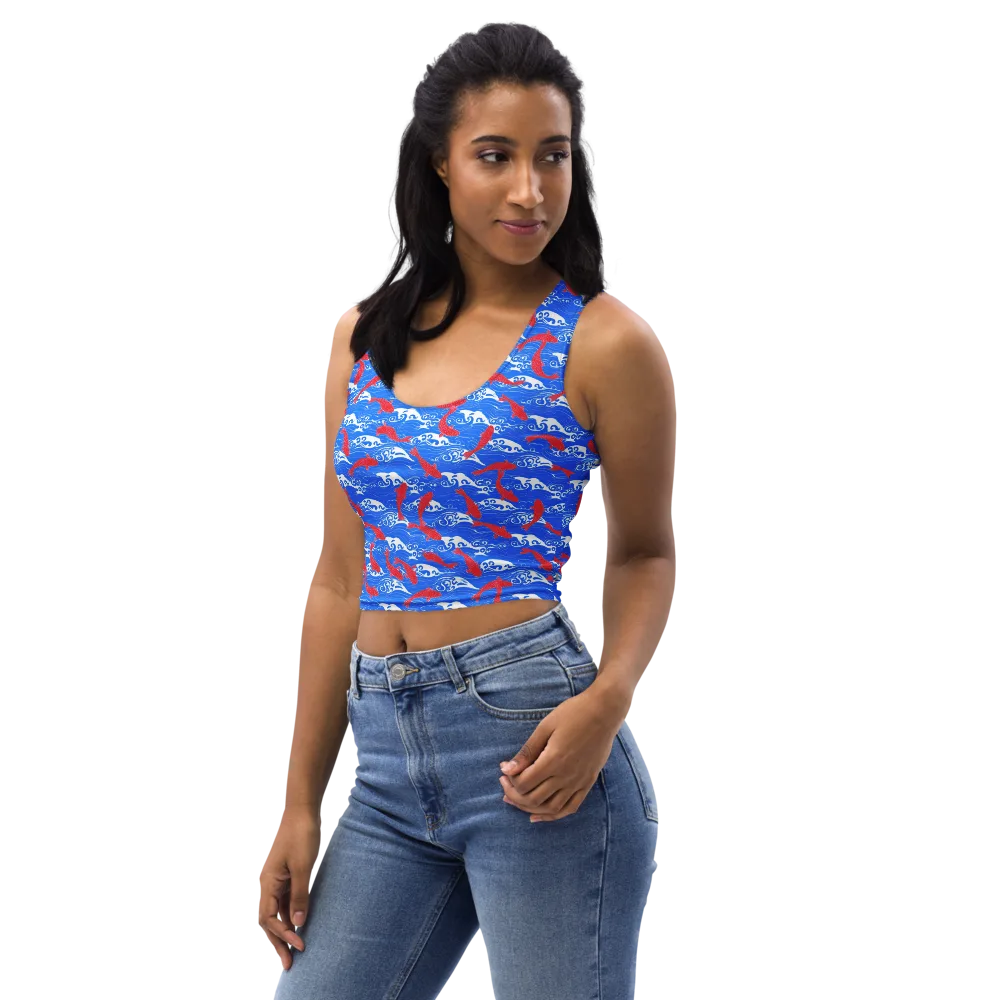 Crimson Koi Current on Crop Top — Left Front