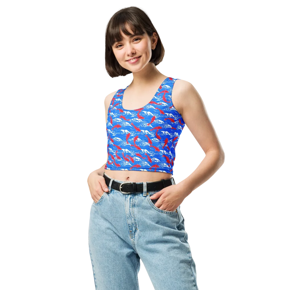 Crimson Koi Current on Crop Top — Front
