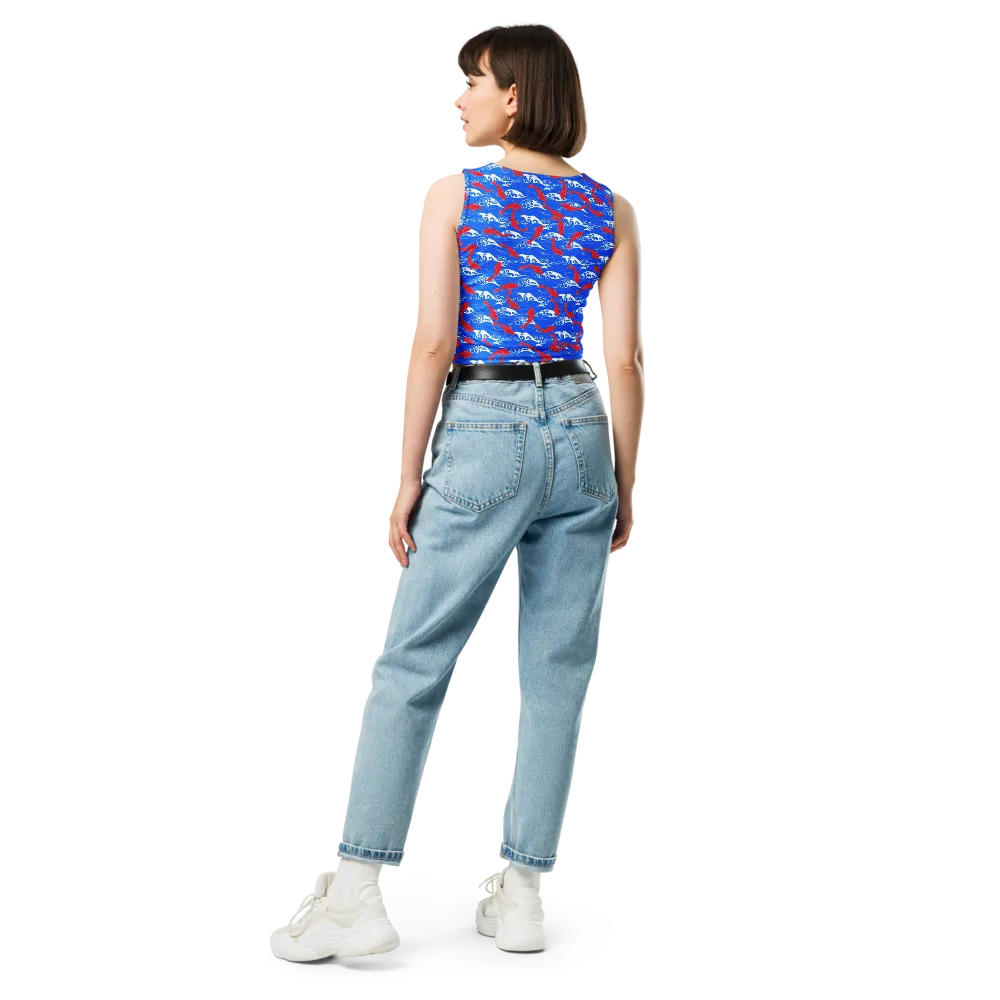 Crimson Koi Current on Crop Top — Back