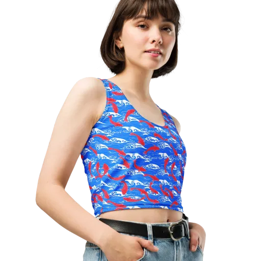 Crimson Koi Current on a Crop Top