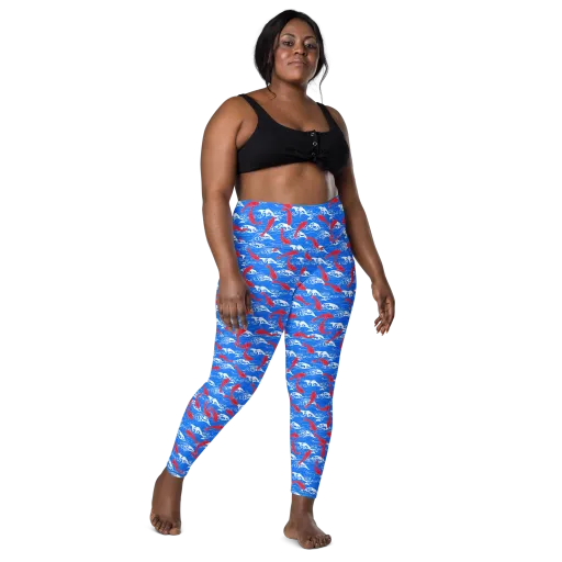 Crimson Koi Current on a Leggings with Pockets