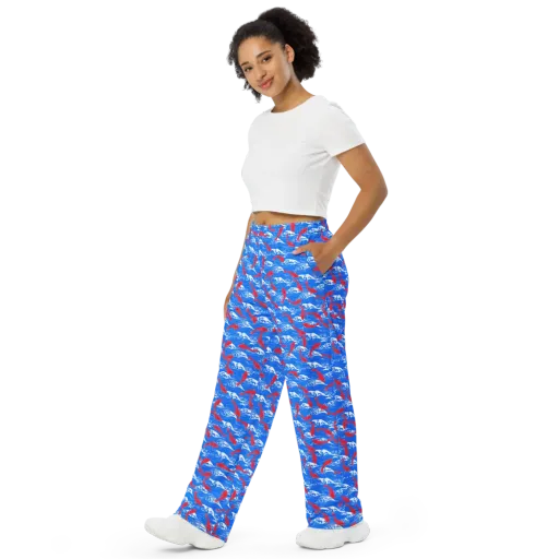 Crimson Koi Current on a Wide-Leg Pants