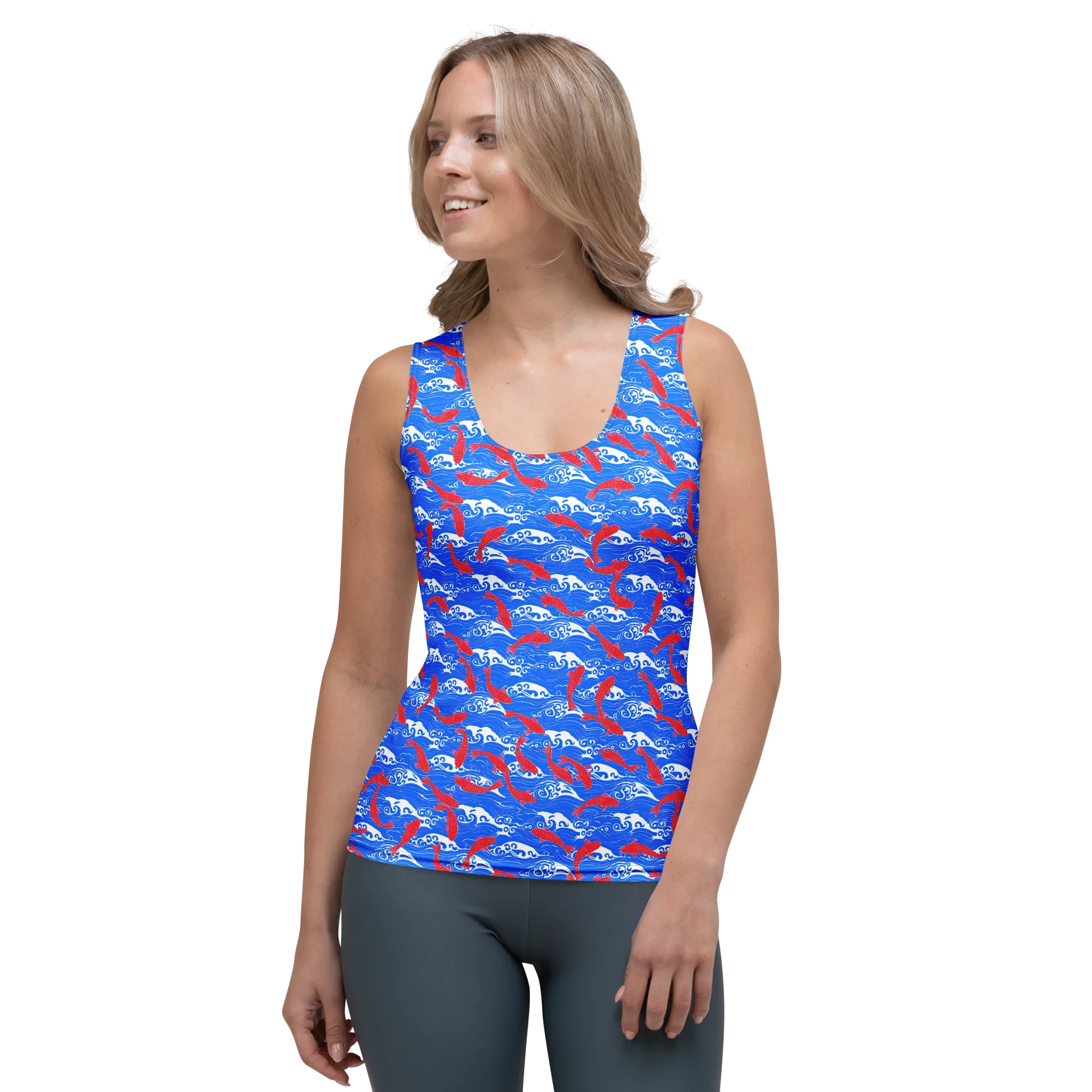 Crimson Koi Current on Women's Tank Top — Front