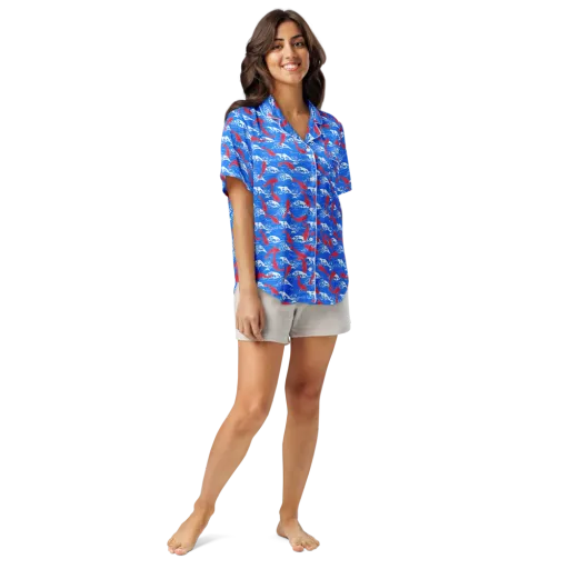 Crimson Koi Current on a Women's Short Sleeve Pajama Top