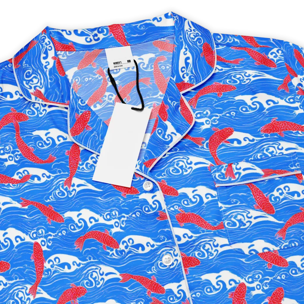 Crimson Koi Current on Women's Short Sleeve Pajama Top — Product details