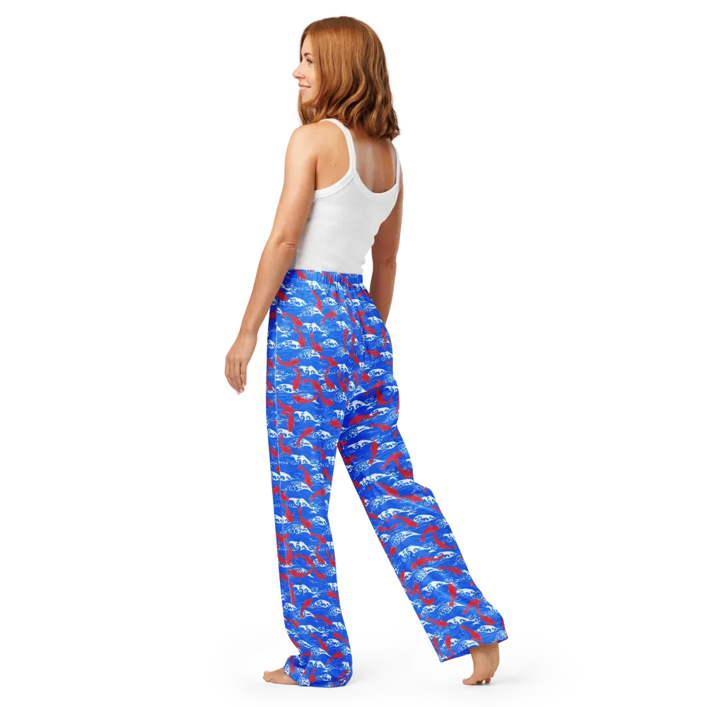 Crimson Koi Current on Women's Pajama Pants — Back