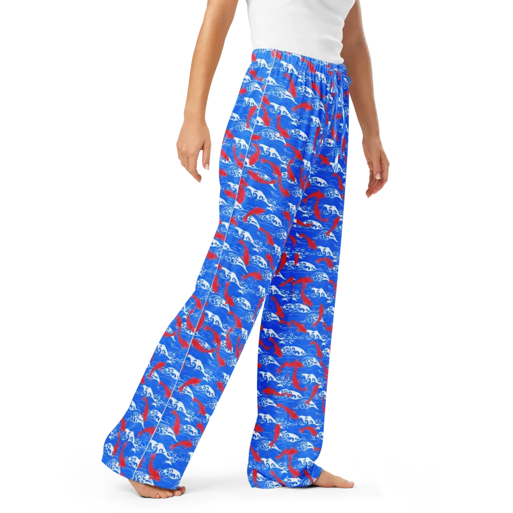 Crimson Koi Current on Women's Pajama Pants — Right Front
