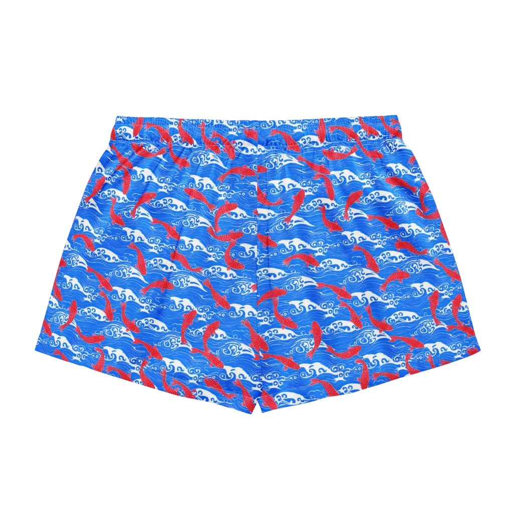 Crimson Koi Current on Women's Pajama Shorts — Back