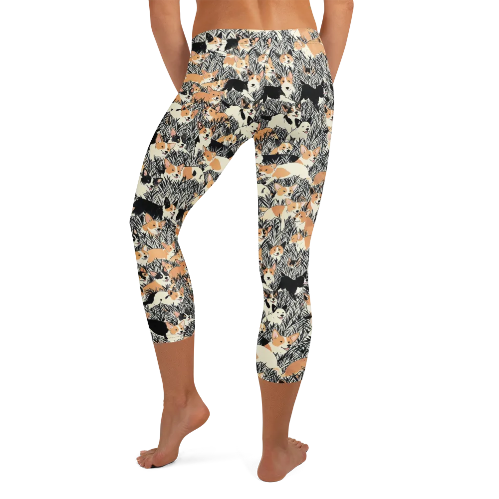 Corgi Country on Capri Leggings — Back