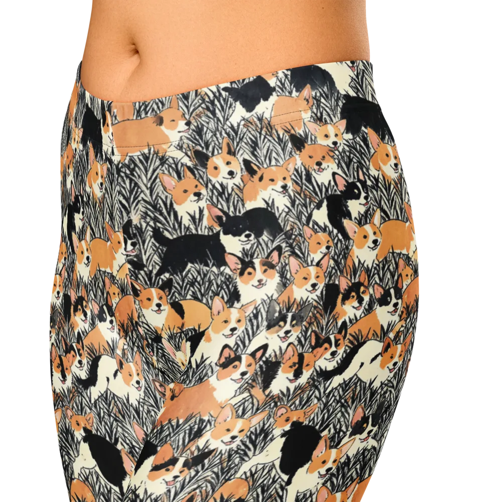 Corgi Country on Capri Leggings — Zoomed-in