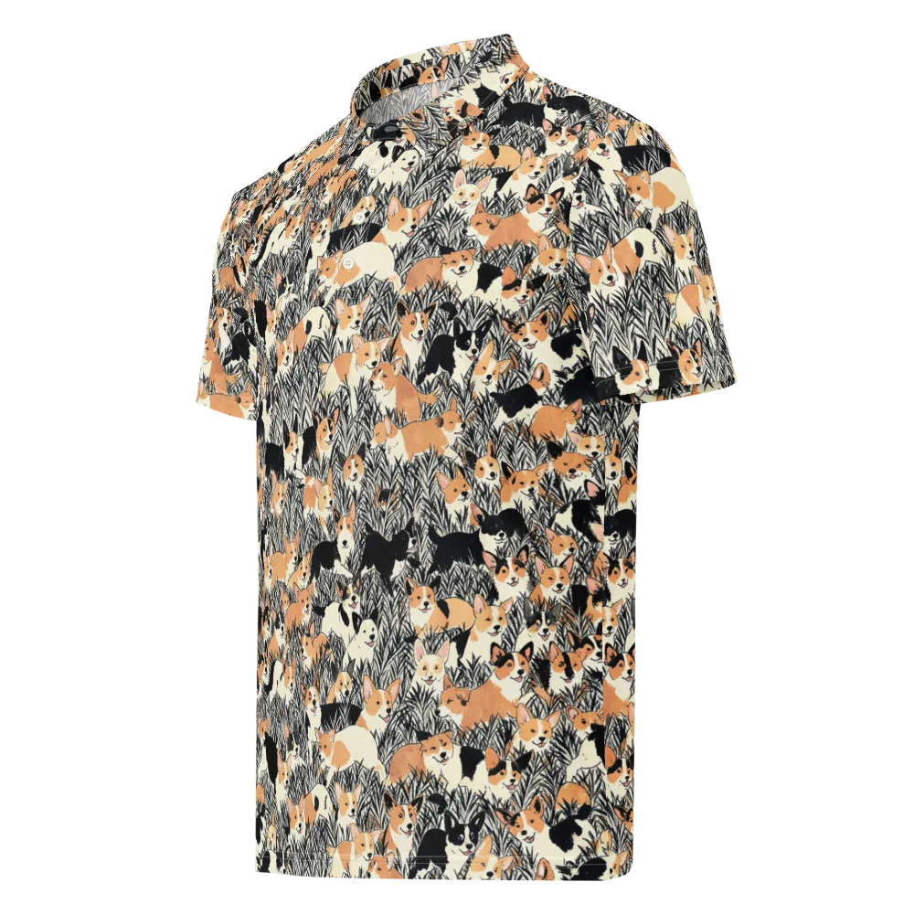 Corgi Country on Men's Slim Fit Polo Shirt — Left Front
