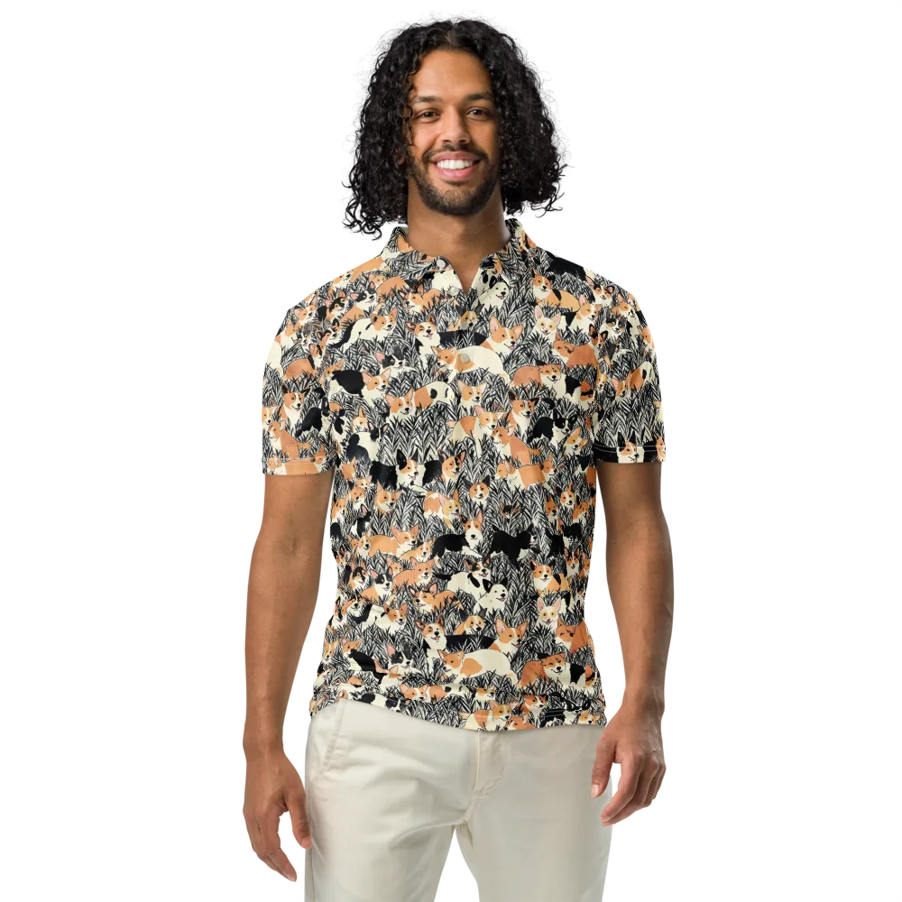 Corgi Country on Men's Slim Fit Polo Shirt — Front