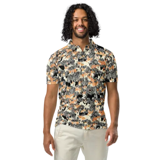 Corgi Country on a Men's Slim Fit Polo Shirt