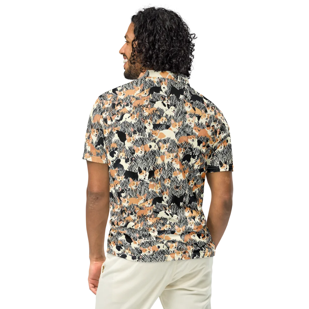 Corgi Country on Men's Slim Fit Polo Shirt — Back