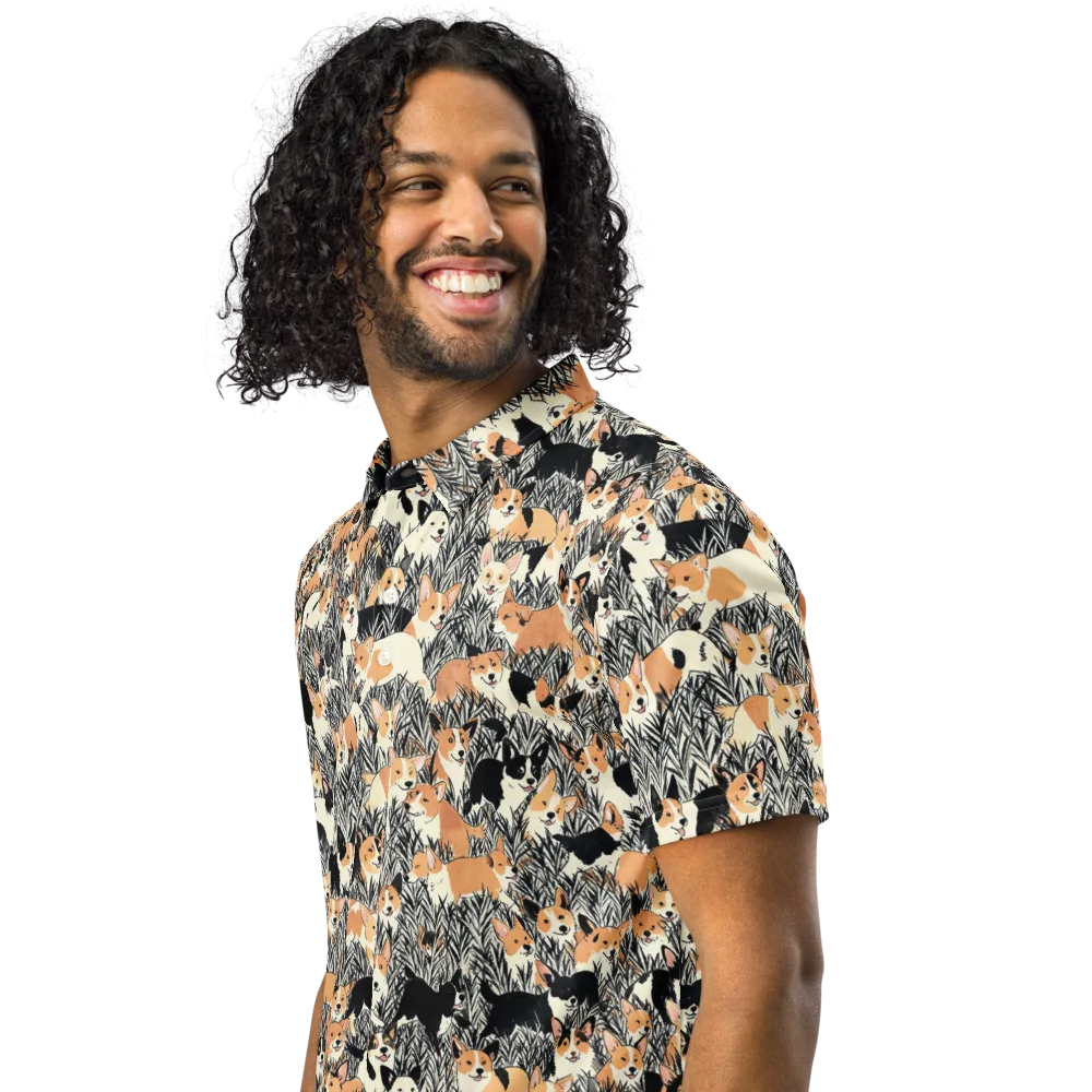 Corgi Country on Men's Slim Fit Polo Shirt — Left Front
