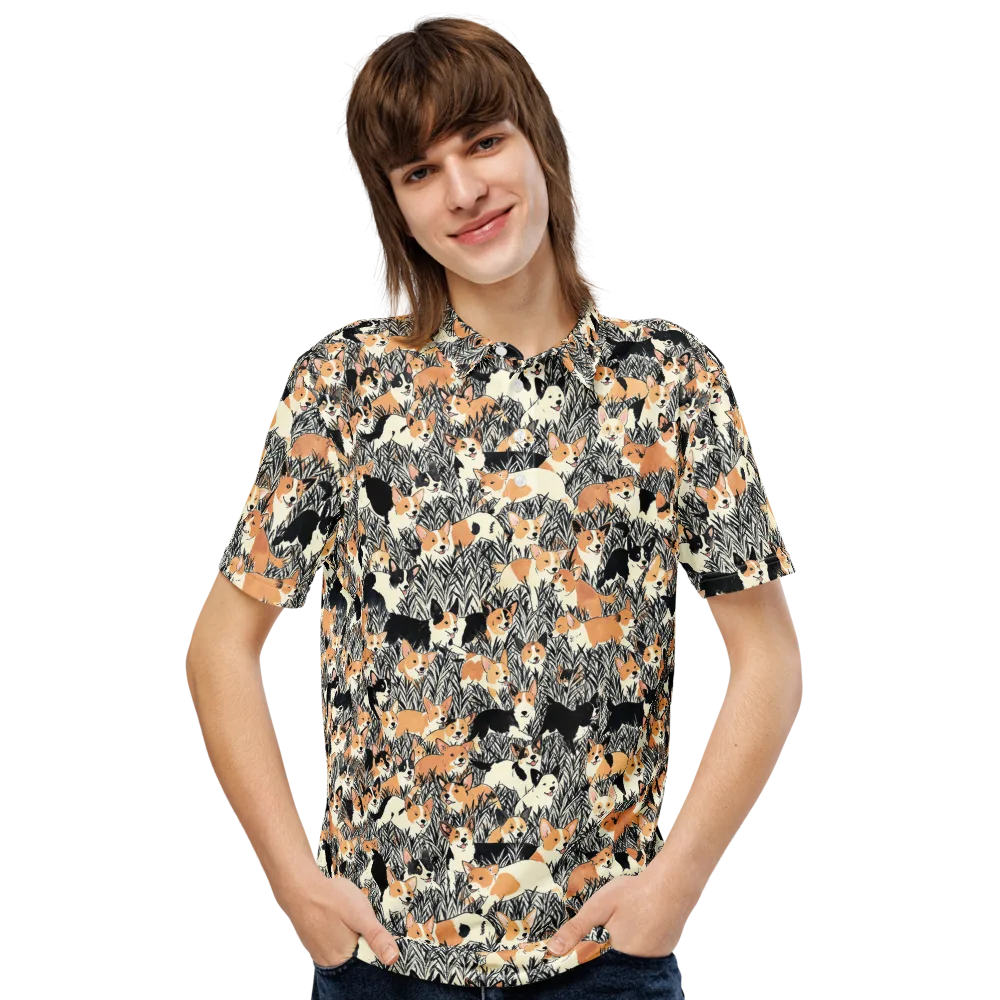 Corgi Country on Men's Slim Fit Polo Shirt — Front