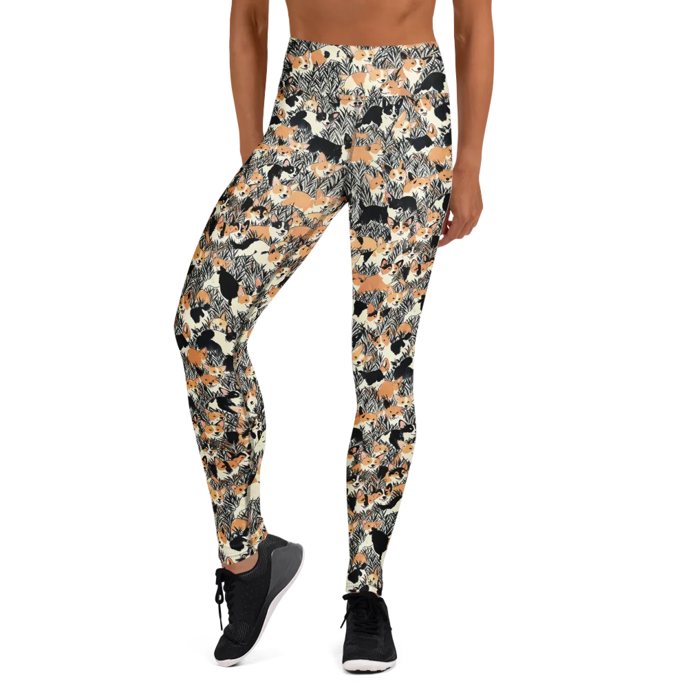 Corgi Country on Yoga Leggings — Front