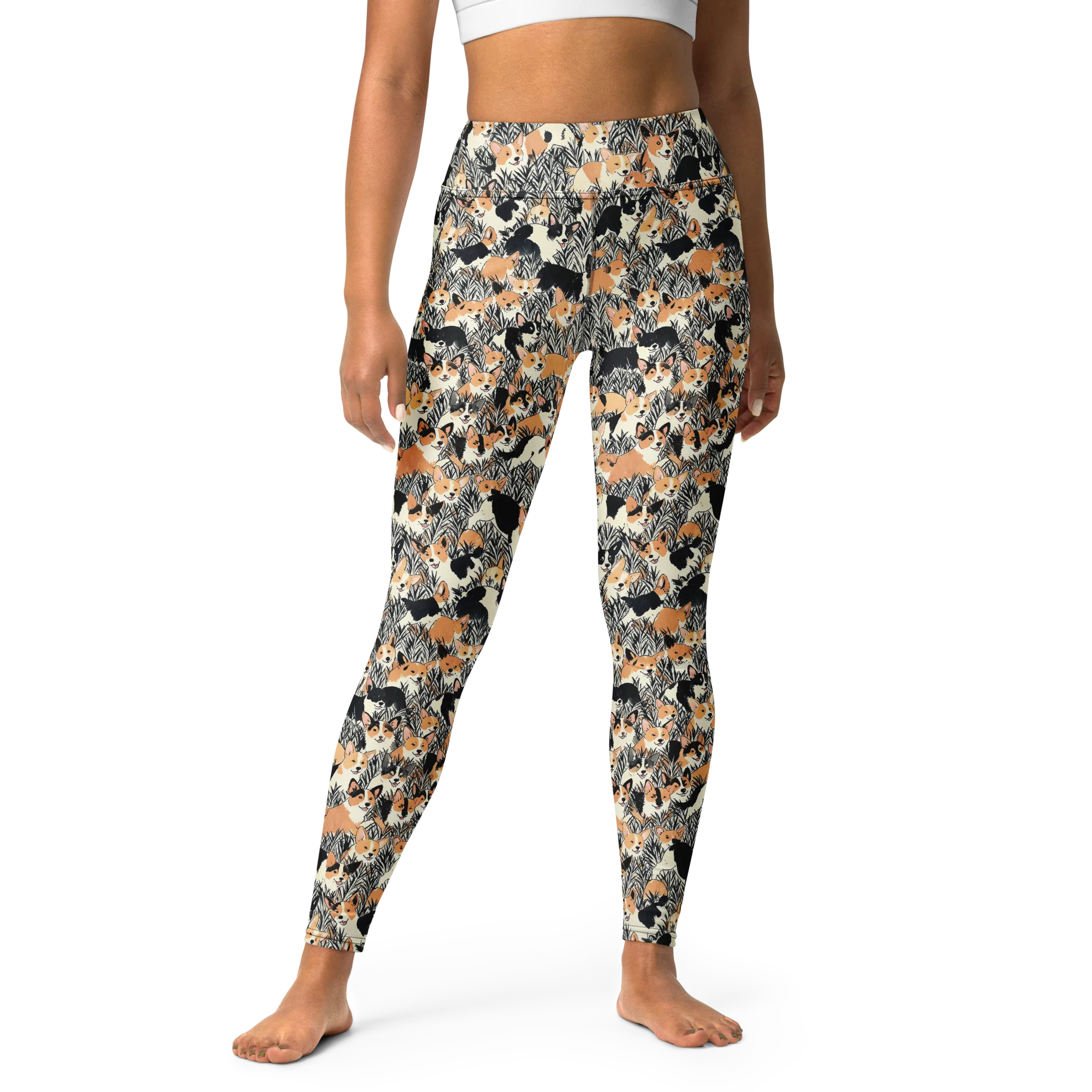 Corgi Country on Yoga Leggings — Front