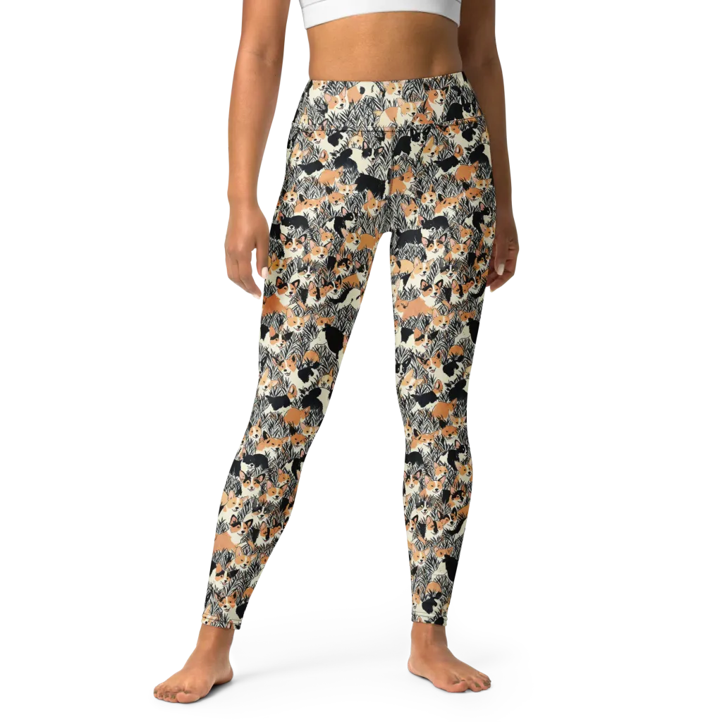 Corgi Country on Yoga Leggings — Front