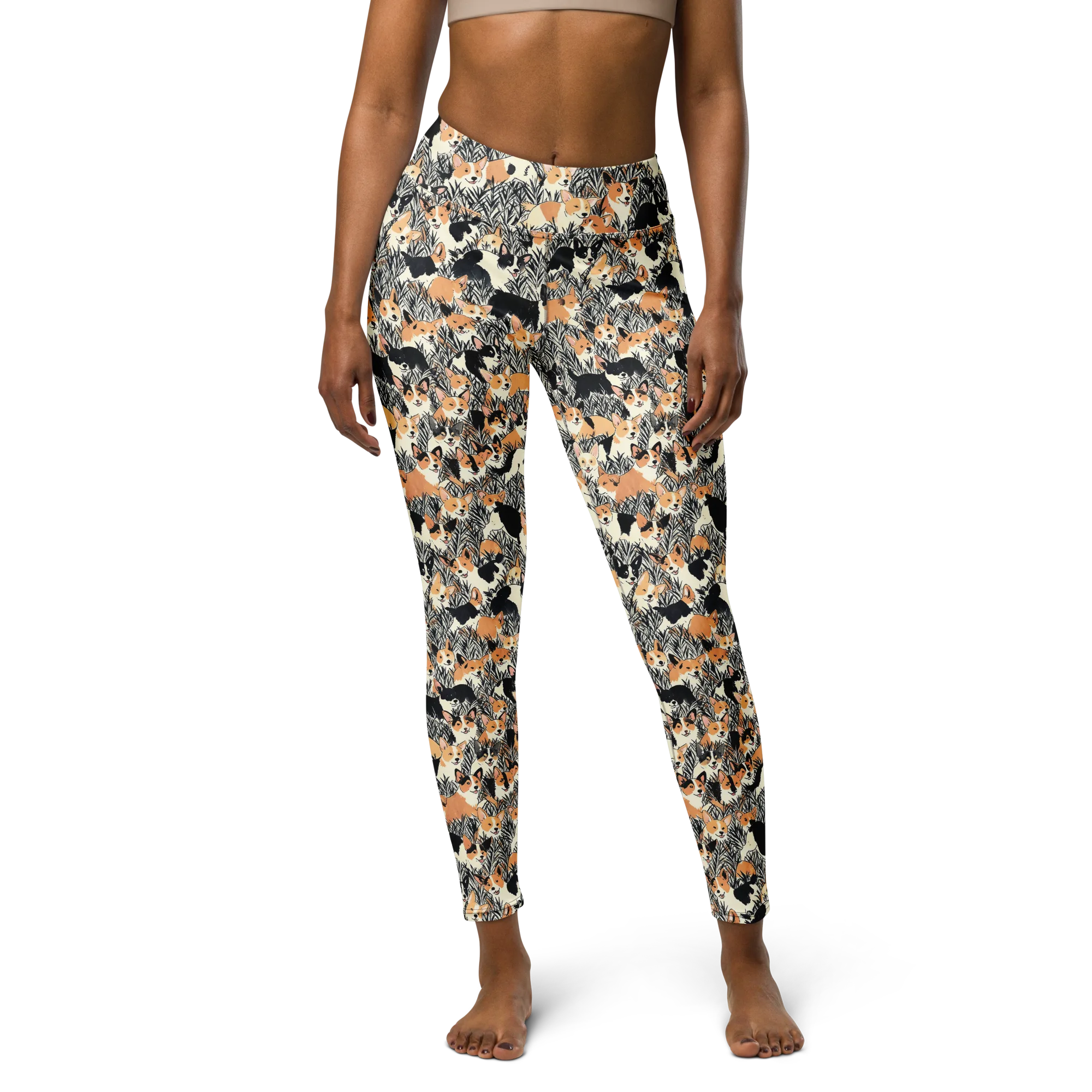 Corgi Country on Yoga Leggings — Front