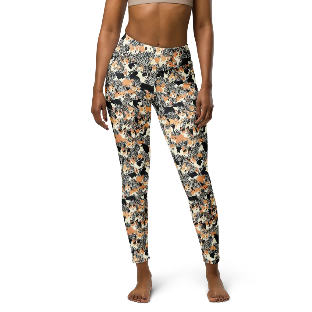 Corgi Country on Yoga Leggings — Front