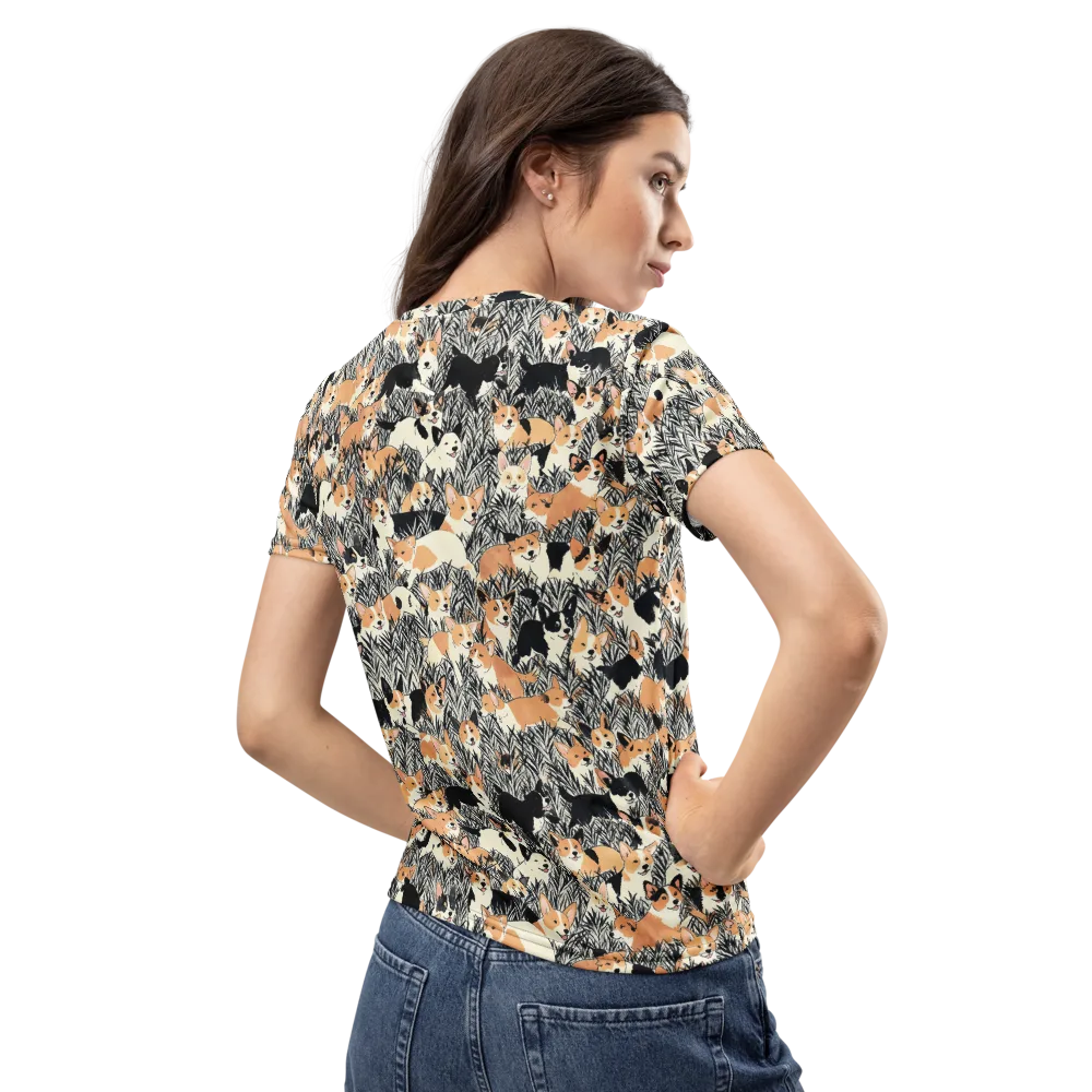 Corgi Country on Women's Crew Neck T-Shirt — Back