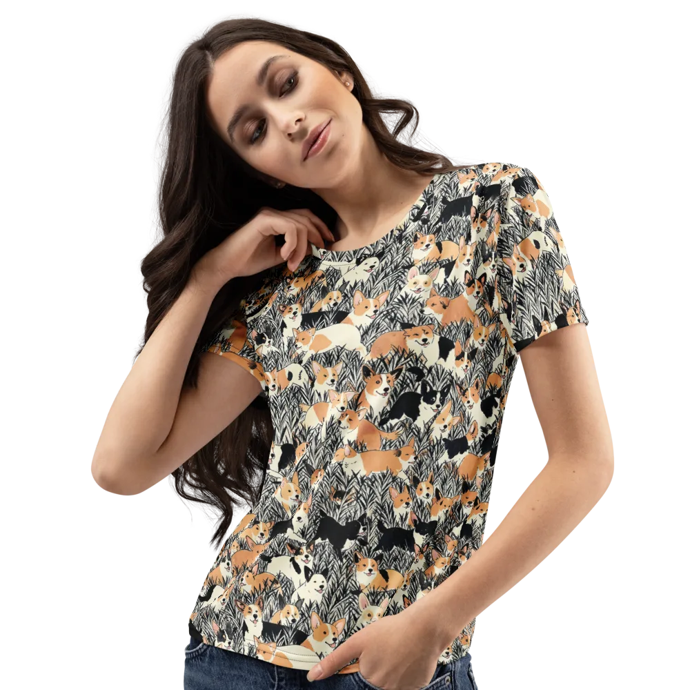 Corgi Country on Women's Crew Neck T-Shirt — Left Front