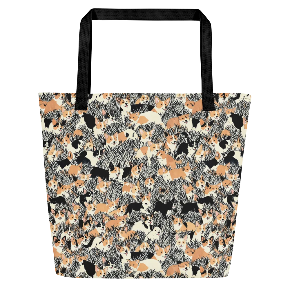 Corgi Country on Large Tote Bag W/ Pocket — Front