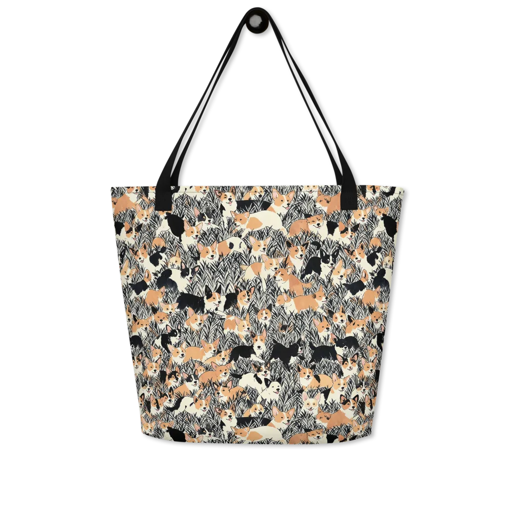 Corgi Country on Large Tote Bag W/ Pocket — Front