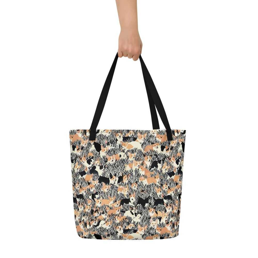 Corgi Country on Large Tote Bag W/ Pocket — Front