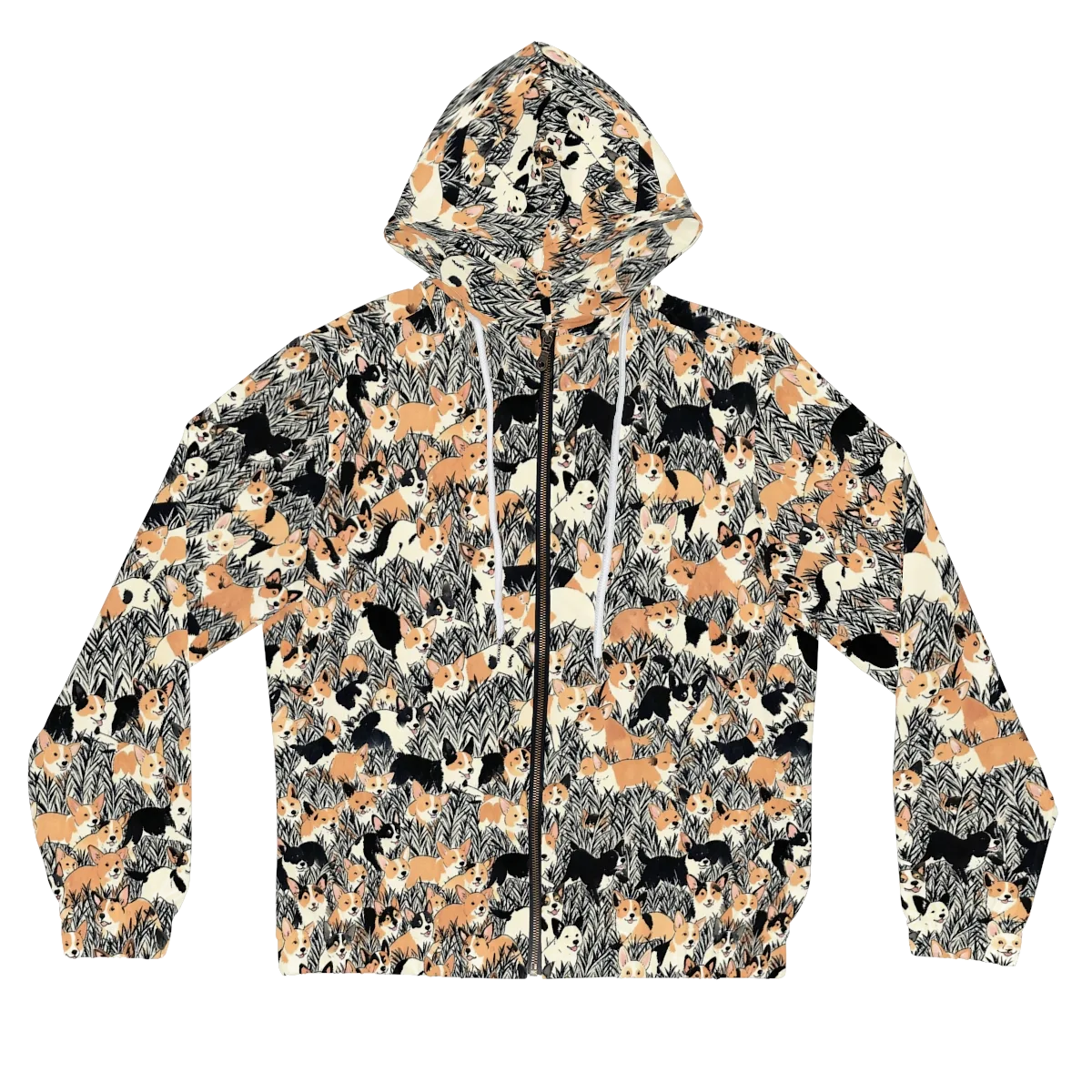 Corgi Country on Women's Full-Zip Hoodie — Front