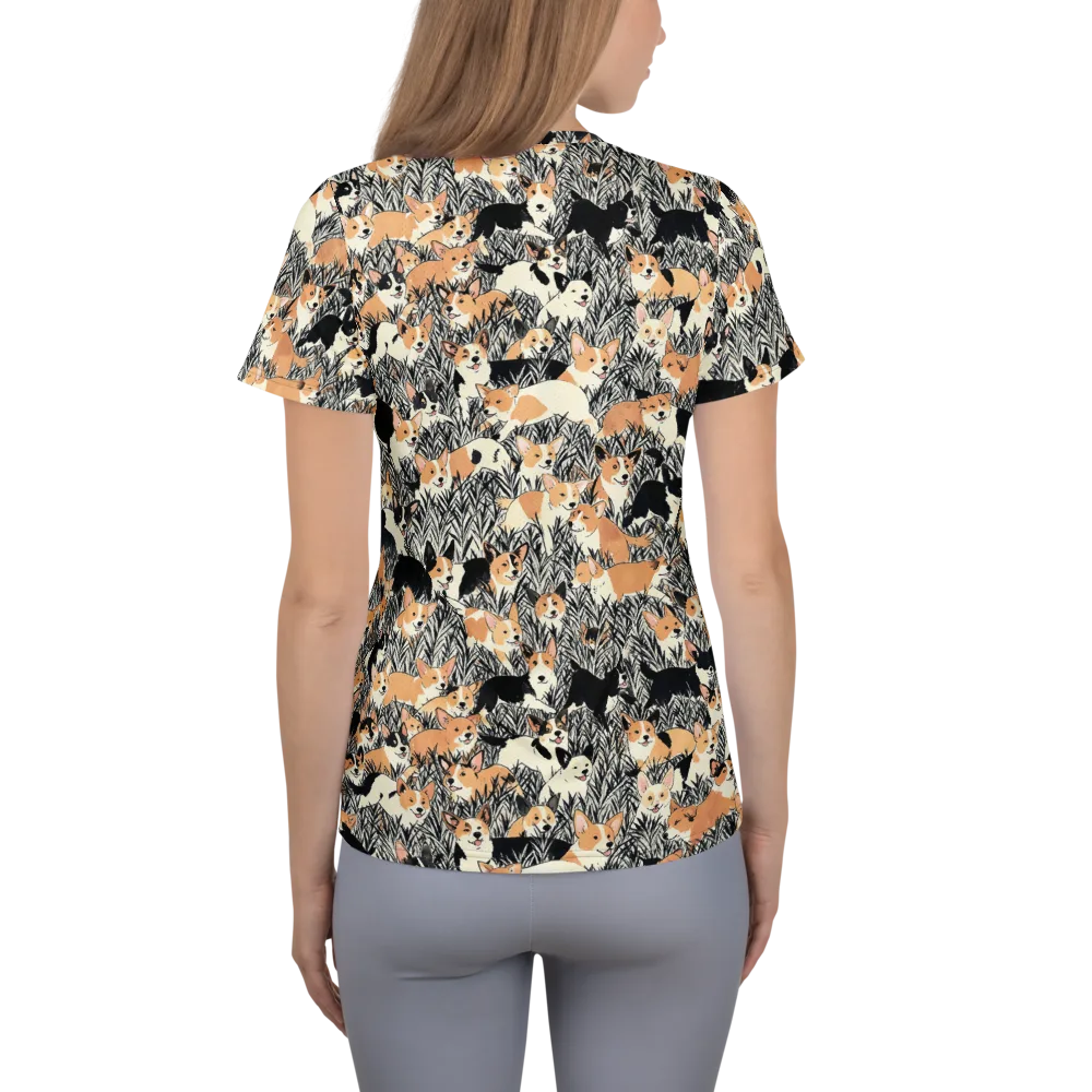 Corgi Country on Women's Athletic T-Shirt — Back