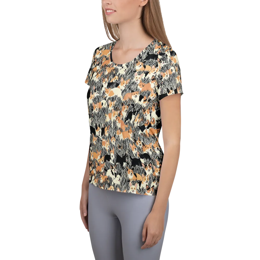 Corgi Country on Women's Athletic T-Shirt — Left
