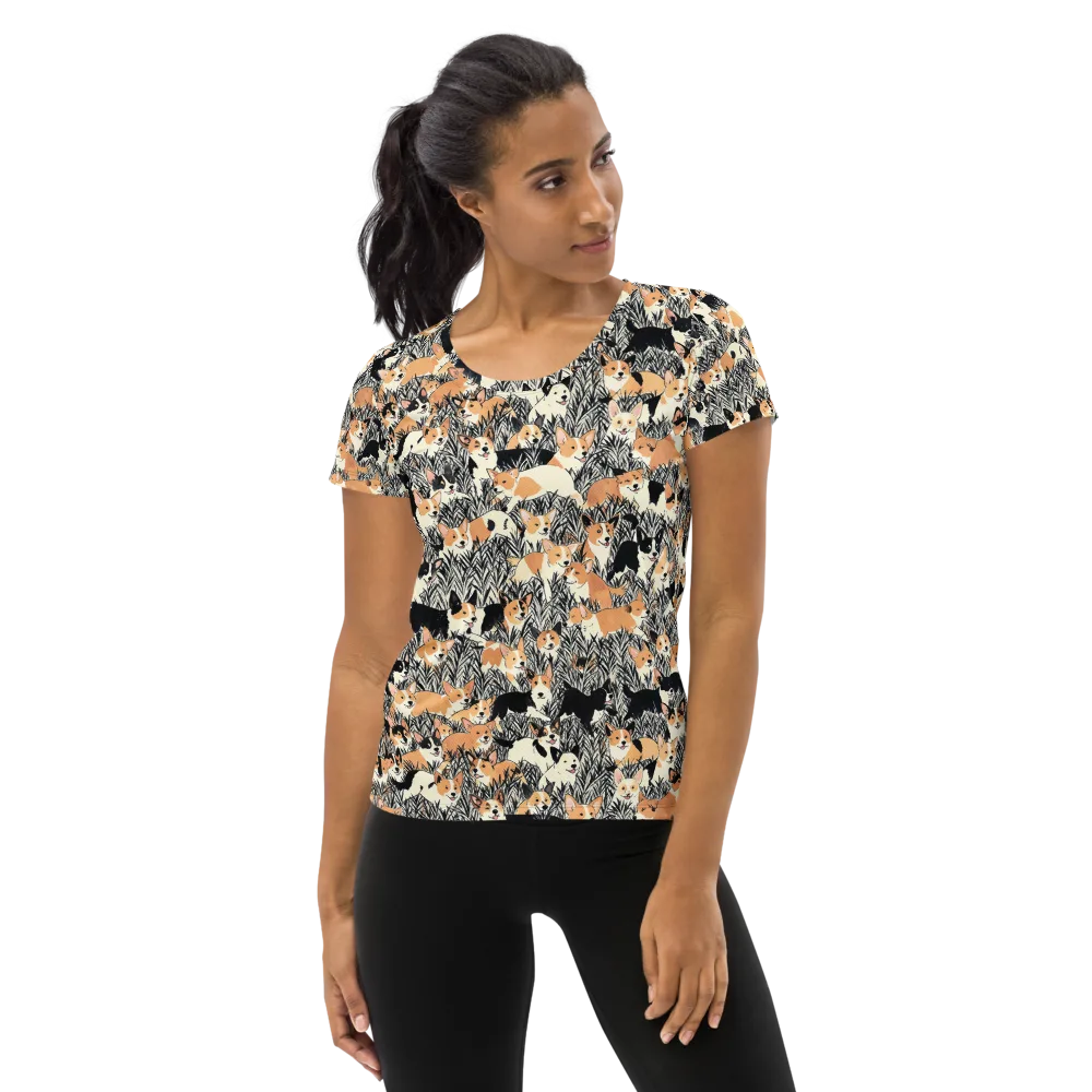 Corgi Country on Women's Athletic T-Shirt — Front